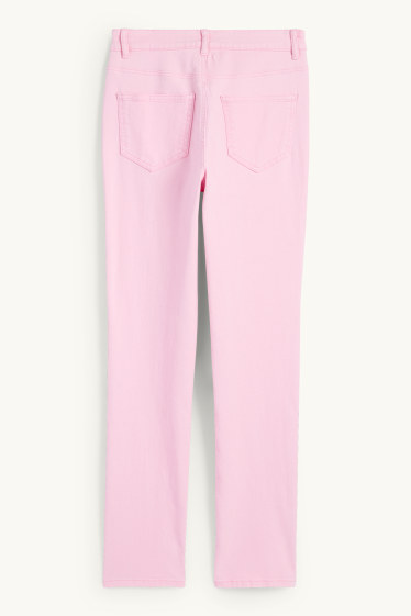 Femmes - Pantalon en toile - high waist - coupe slim - rose