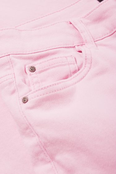Femmes - Pantalon en toile - high waist - coupe slim - rose