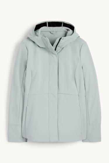 Damen - Softshelljacke mit Kapuze - wasserabweisend - 4 Way Stretch - mintgrün