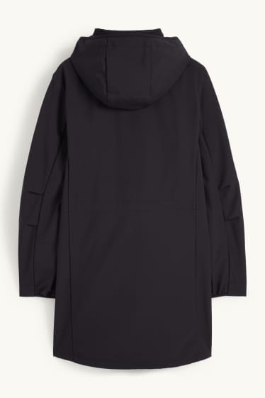 Damen - Softshellmantel mit Kapuze - wasserabweisend - 4 Way Stretch - schwarz