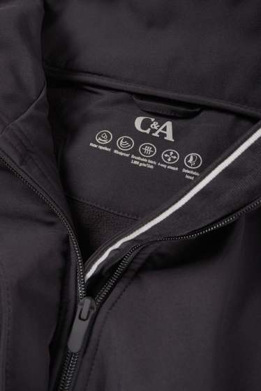 Damen - Softshellmantel mit Kapuze - wasserabweisend - 4 Way Stretch - schwarz