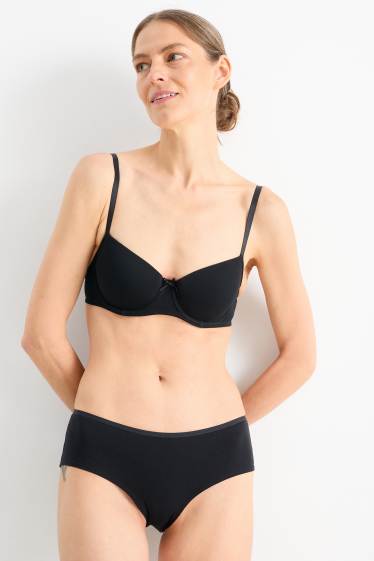 Dámské - Multipack 2 ks - podprsenka s kosticemi - DEMI - s vycpávkami - bílá/černá