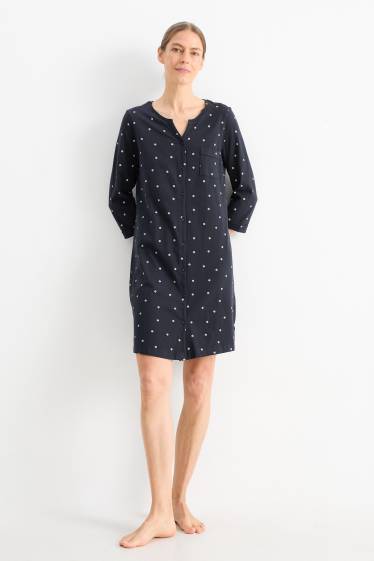 Femmes - Chemise de nuit - à fleurs - bleu foncé