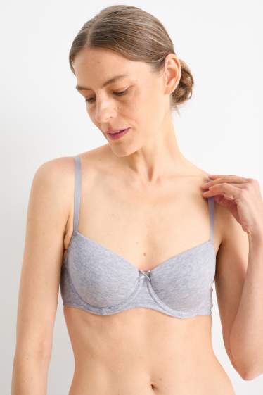 Dona - Paquet de 2 - sostenidors amb cèrcol - DEMI - enconxat - gris