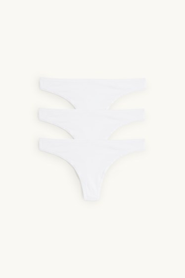 Femmes - Lot de 3 - strings - blanc