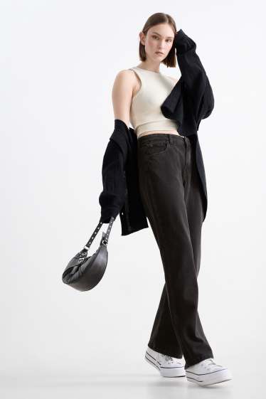 Dames - Baggy jeans - mid waist - jeansdonkergrijs
