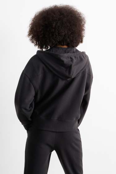 Damen - Basic-Sweatjacke mit Kapuze - schwarz