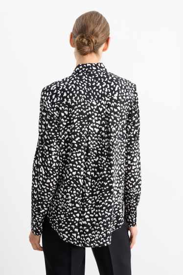Dames - Blouse - met patroon - zwart