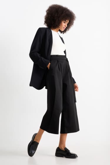 Dames - Pantalon - high waist - wide leg - zwart