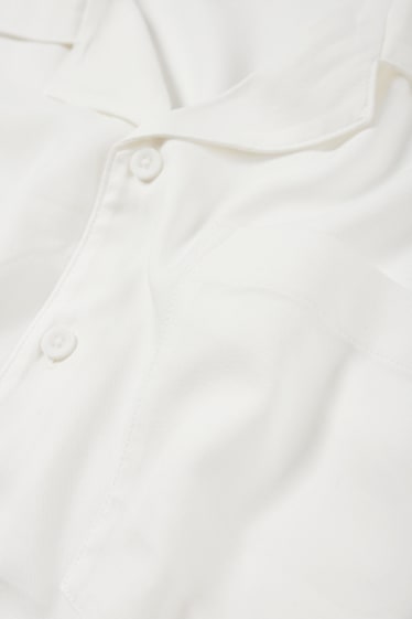 Heren - Overhemd - relaxed fit - reverskraag - crème wit