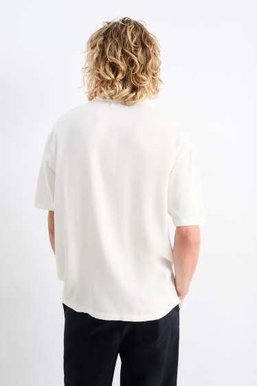 Heren - Overhemd - relaxed fit - reverskraag - crème wit