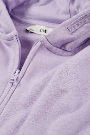 Kinder Mädchen - Herz - Sweatjacke mit Kapuze - hellviolett