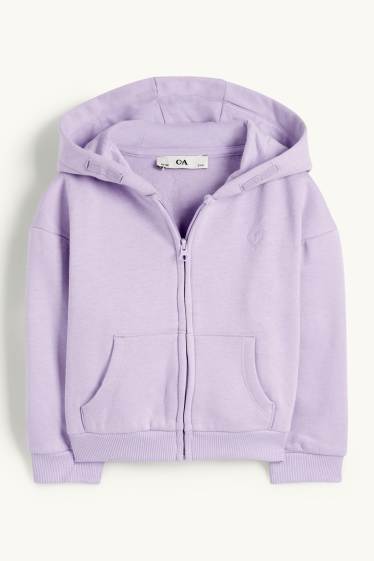 Kinder Mädchen - Herz - Sweatjacke mit Kapuze - hellviolett