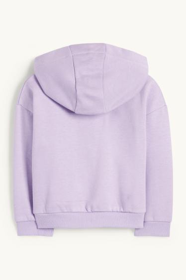 Kinder Mädchen - Herz - Sweatjacke mit Kapuze - hellviolett