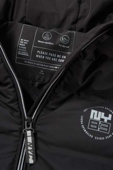 Bambini - Giacca trapuntata con cappuccio - idrorepellente - nero