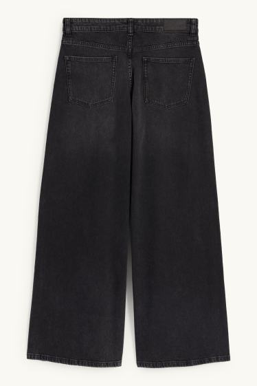 Femmes - Wide leg jean - low waist - noir