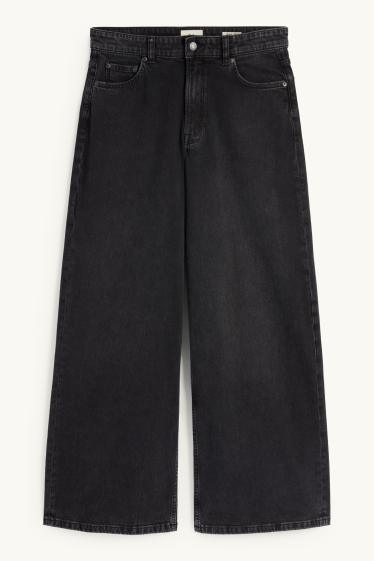 Femmes - Wide leg jean - low waist - noir