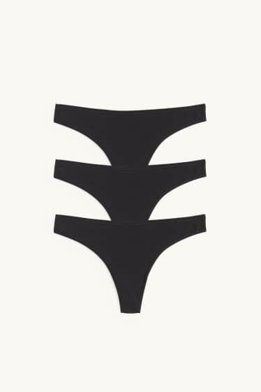 Women - Multipack of 3 - thong - black