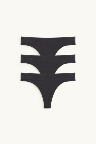 Women - Multipack of 3 - thong - seamless - black