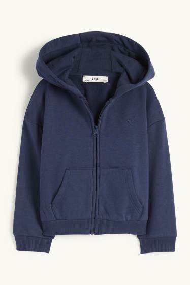 Kinder Mädchen - Herz - Sweatjacke mit Kapuze - dunkelblau