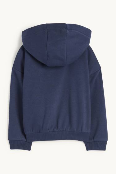 Kinder Mädchen - Herz - Sweatjacke mit Kapuze - dunkelblau