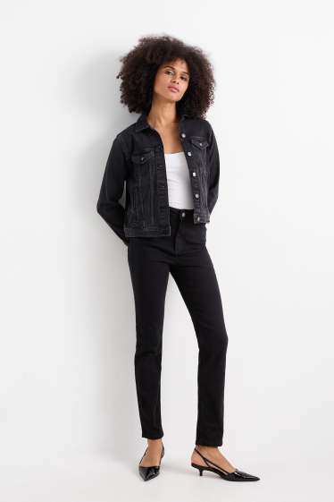Dona - Pantalons de tela - high waist - slim fit - negre