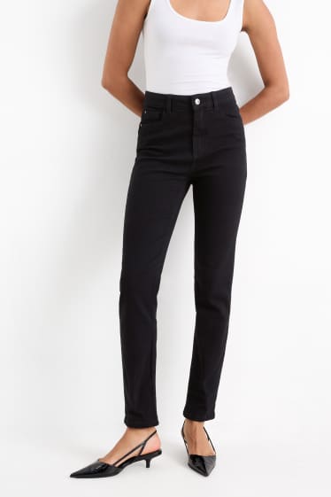 Dona - Pantalons de tela - high waist - slim fit - negre