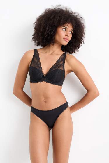 Femmes - Lot de 3 - strings - noir