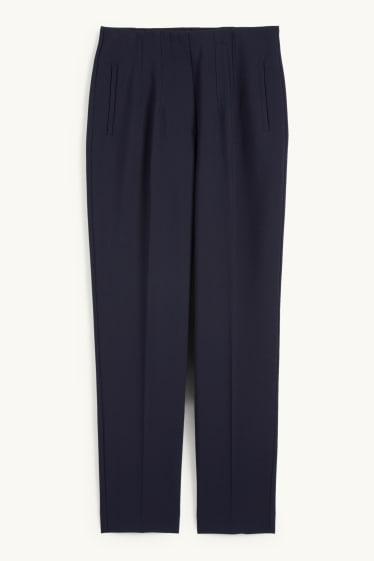 Kobiety - Spodnie materiałowe - wysoki stan - tapered fit - ciemnoniebieski