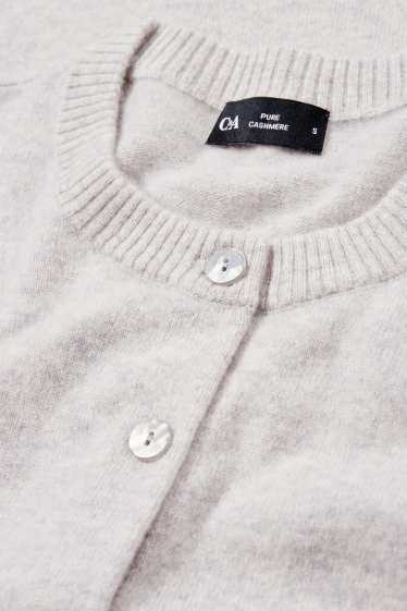 Damen - Kaschmir-Strickjacke - hellgrau-melange