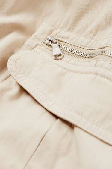 Damen - Cargohose - Mid Waist - Wide Leg - hellbeige