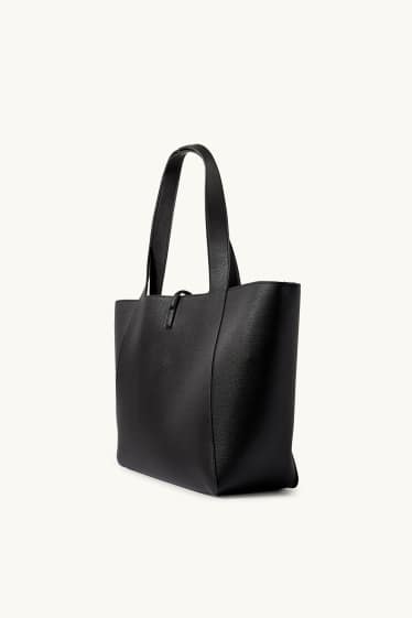 Damen - Shopper - Lederimitat - schwarz