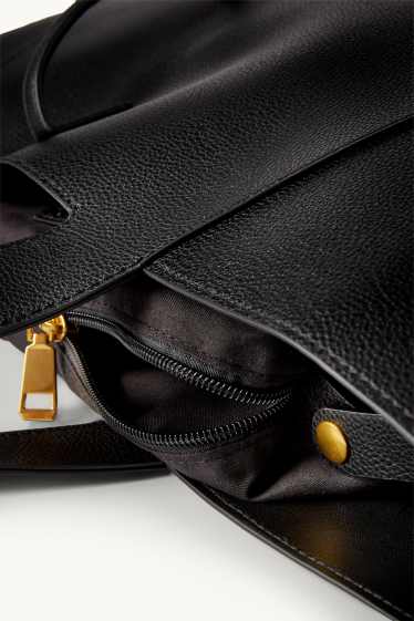 Damen - Shopper - Lederimitat - schwarz