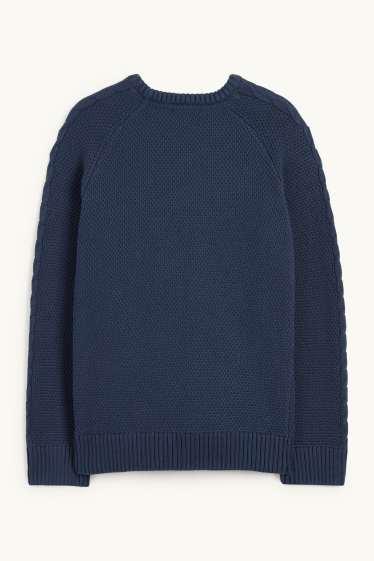 Enfants garçons - Pullover - motif tressé - bleu foncé