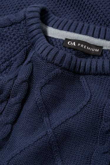 Enfants garçons - Pullover - motif tressé - bleu foncé