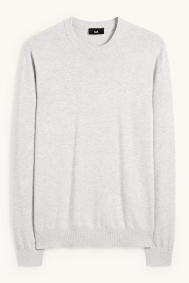 Herren - Feinstrick-Pullover - hellgrau