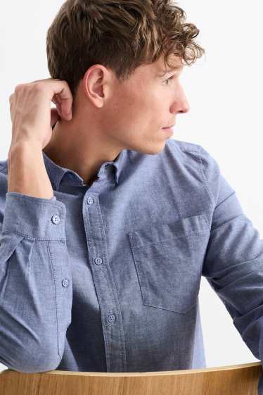 Men - Shirt - regular fit - button-down collar - dark blue