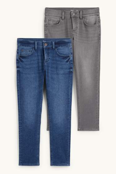 Copii - Băieți - Multipack 2 perechi - slim jeans - betelie extra-lată - gri