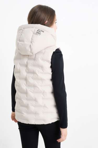 Bambine - Gilet trapuntato con cappuccio - impermeabile - beige chiaro