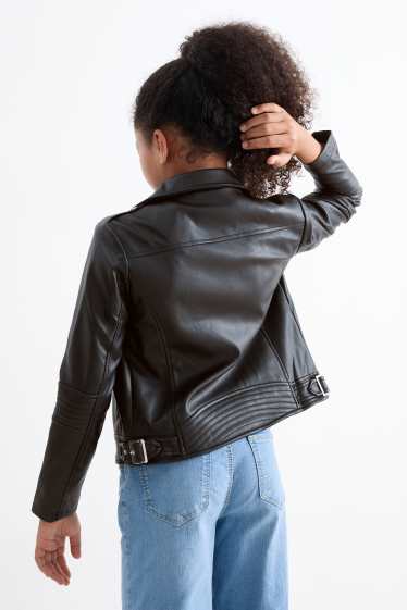 Bambine - Giacca stile motociclista - similpelle - nero