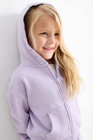 Kinder Mädchen - Herz - Sweatjacke mit Kapuze - hellviolett