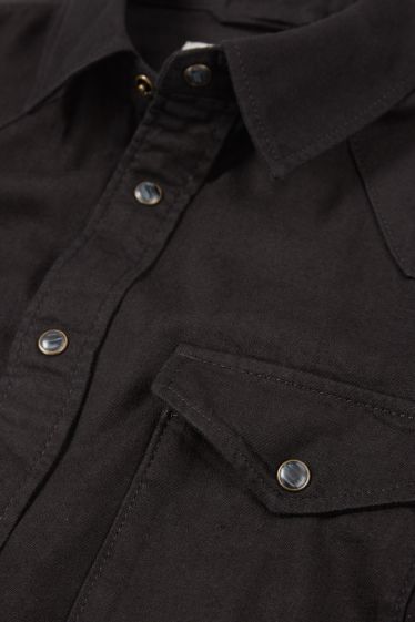 Hommes - Chemise en jean - regular fit - col kent - noir