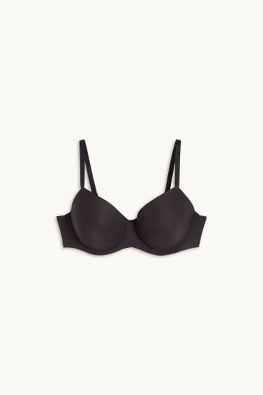 Dámské - Podprsenka s kosticemi - DEMI - s vycpávkami - LYCRA® - černá