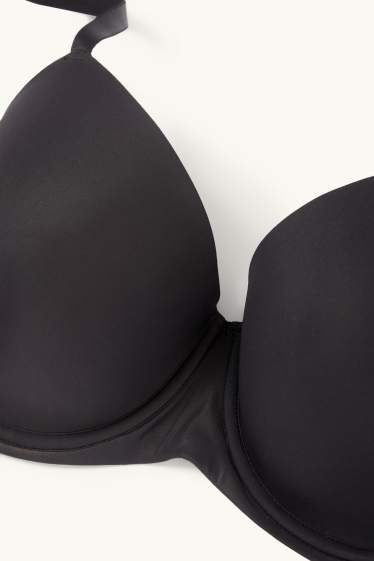 Dámské - Podprsenka s kosticemi - DEMI - s vycpávkami - LYCRA® - černá