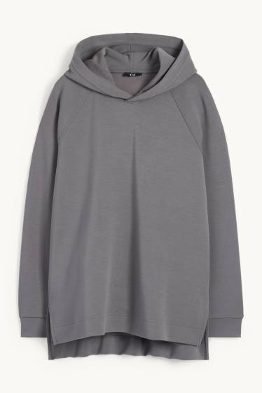 Dames - Basic hoodie - donkergrijs