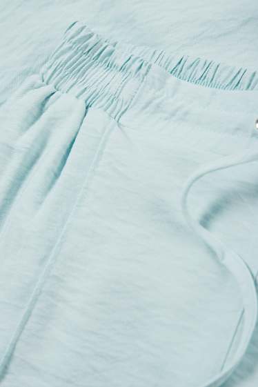 Femmes - Pantalon en toile - high waist - tapered fit - vert menthe