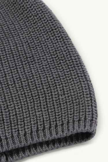 Hommes - Bonnet en maille - gris foncé