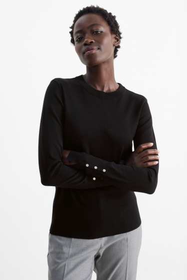 Women - Fine knit jumper - black