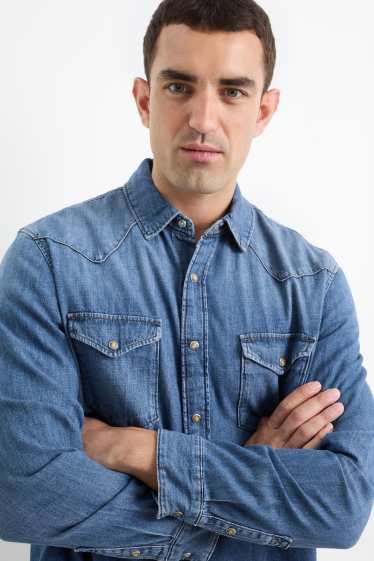 Hommes - Chemise en jean - regular fit - col kent - jean bleu