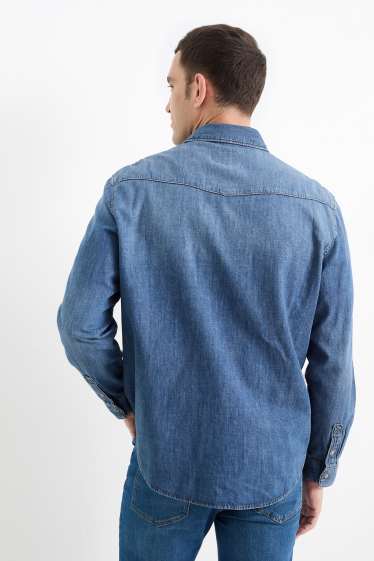 Hommes - Chemise en jean - regular fit - col kent - jean bleu